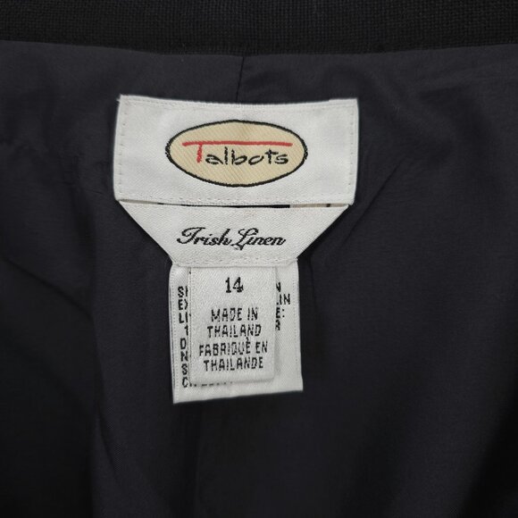 TALBOTS Black 100% Irish Linen Pants Pleated Lined High Waisted EUC Size 14 - Picture 8 of 9